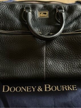 Dooney & Bourke Black Pebble Leather Tote with Gold Hardware